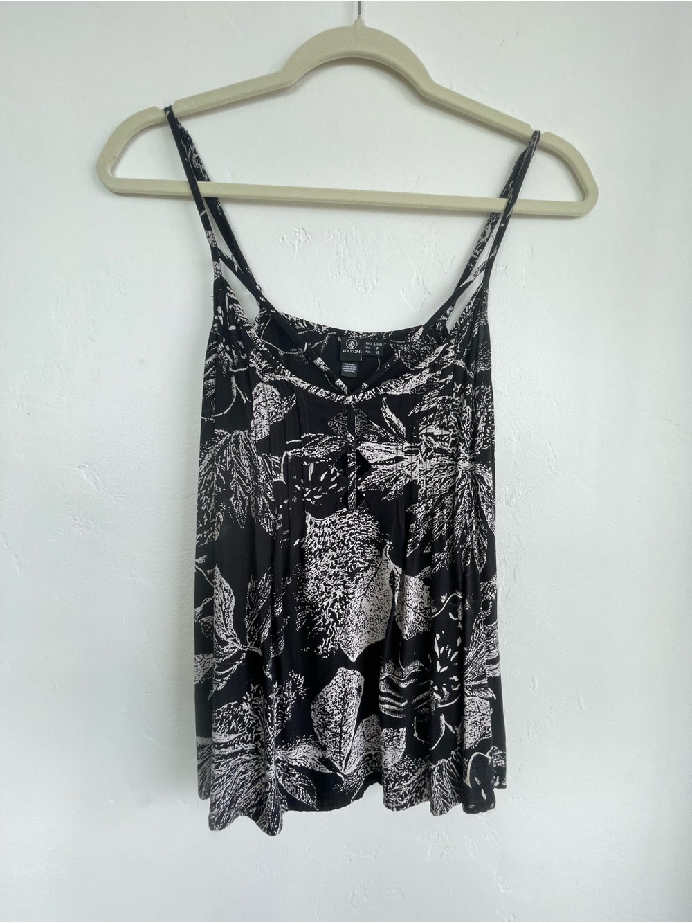 Volcom Flowy Black and White Floral Scoop Top